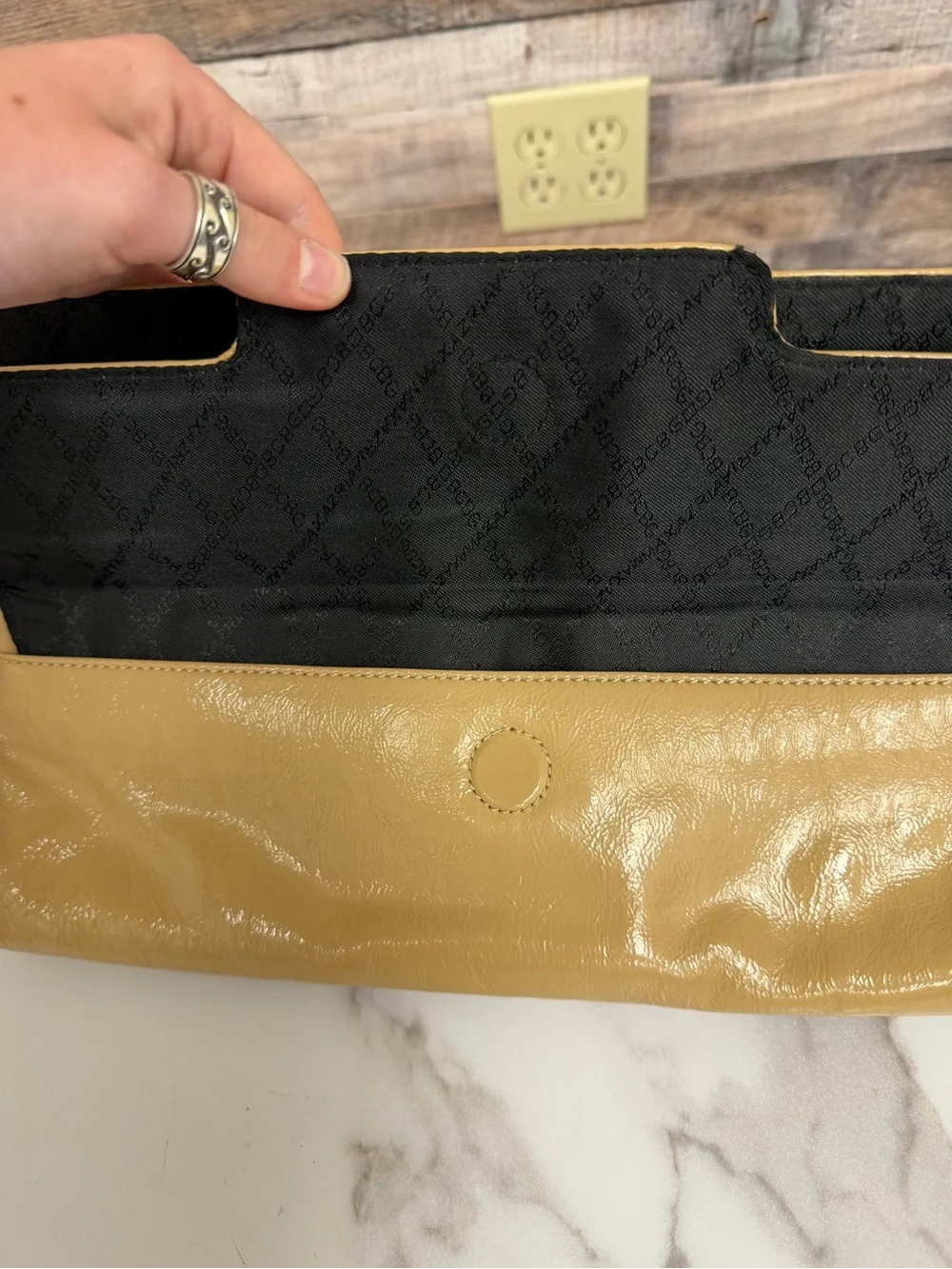 BCBG patent leather clutch OS
